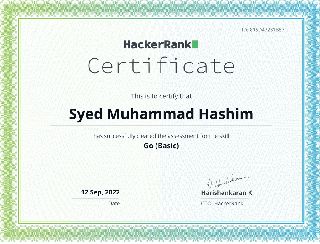 Golang Course by HackerRank